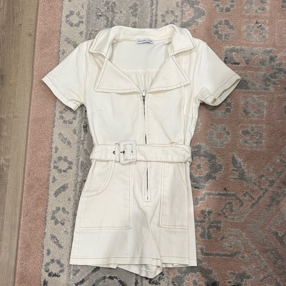 Cream Jumpsuit with Belt